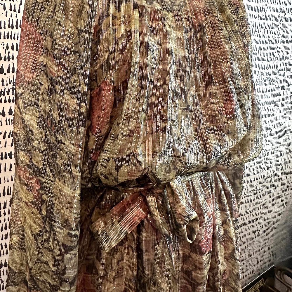 Mes Demoiselles Paris Silk Floral Metallic 'Paturage' Maxi Dress Size FR 38/US M - Picture 7 of 11